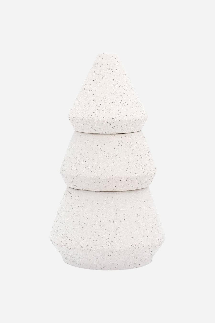 Large Tree Stack Candle in White – front view