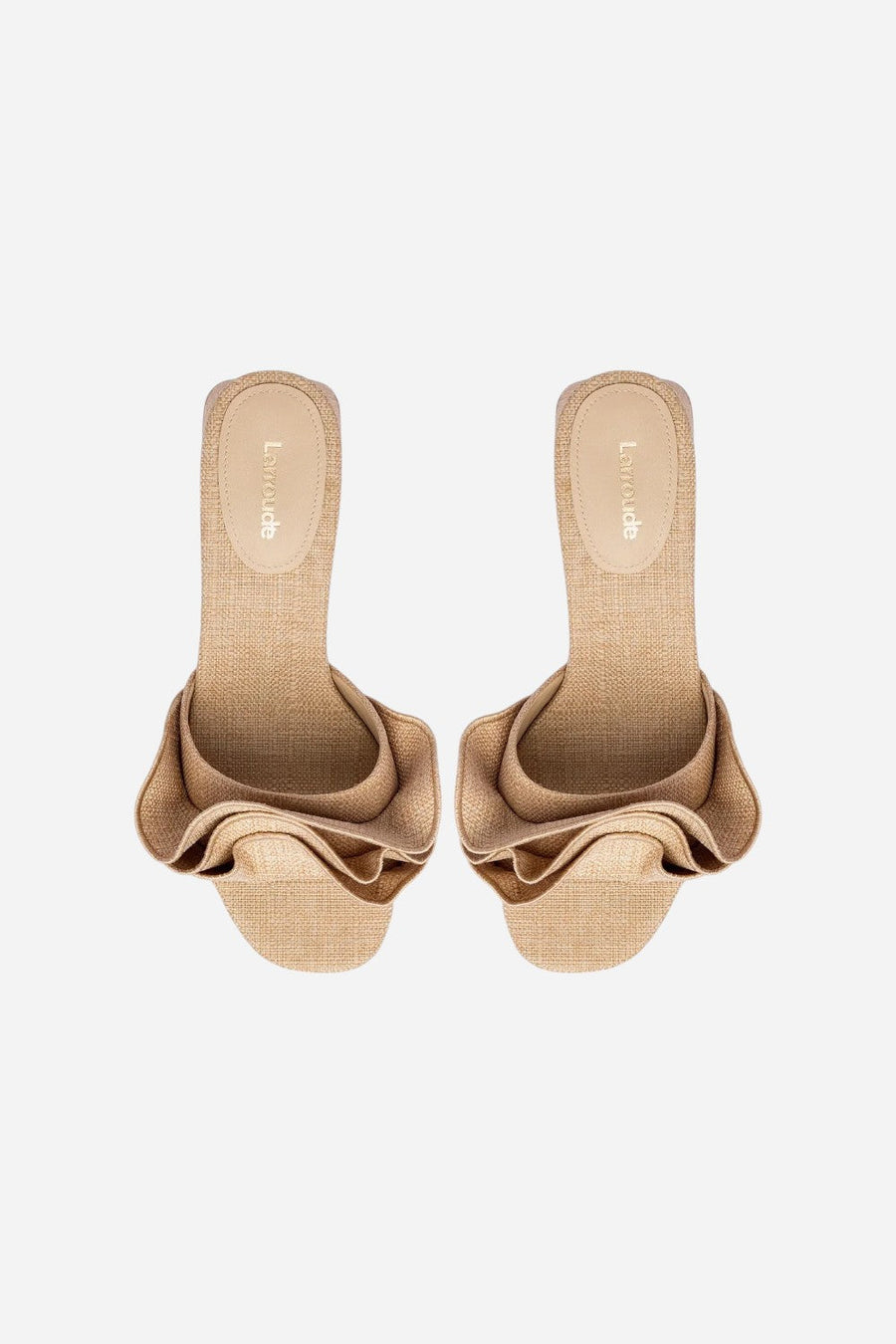 Larroude Brigitte Ruffle Mule In Beige Raffia – alternate