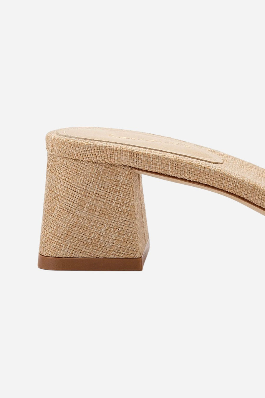 Larroude Brigitte Ruffle Mule In Beige Raffia – detail