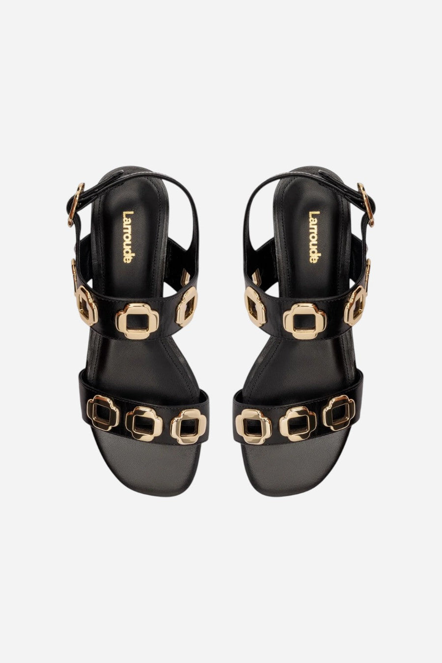 Larroude Milan Flat Sandal in Black Leather – alternate