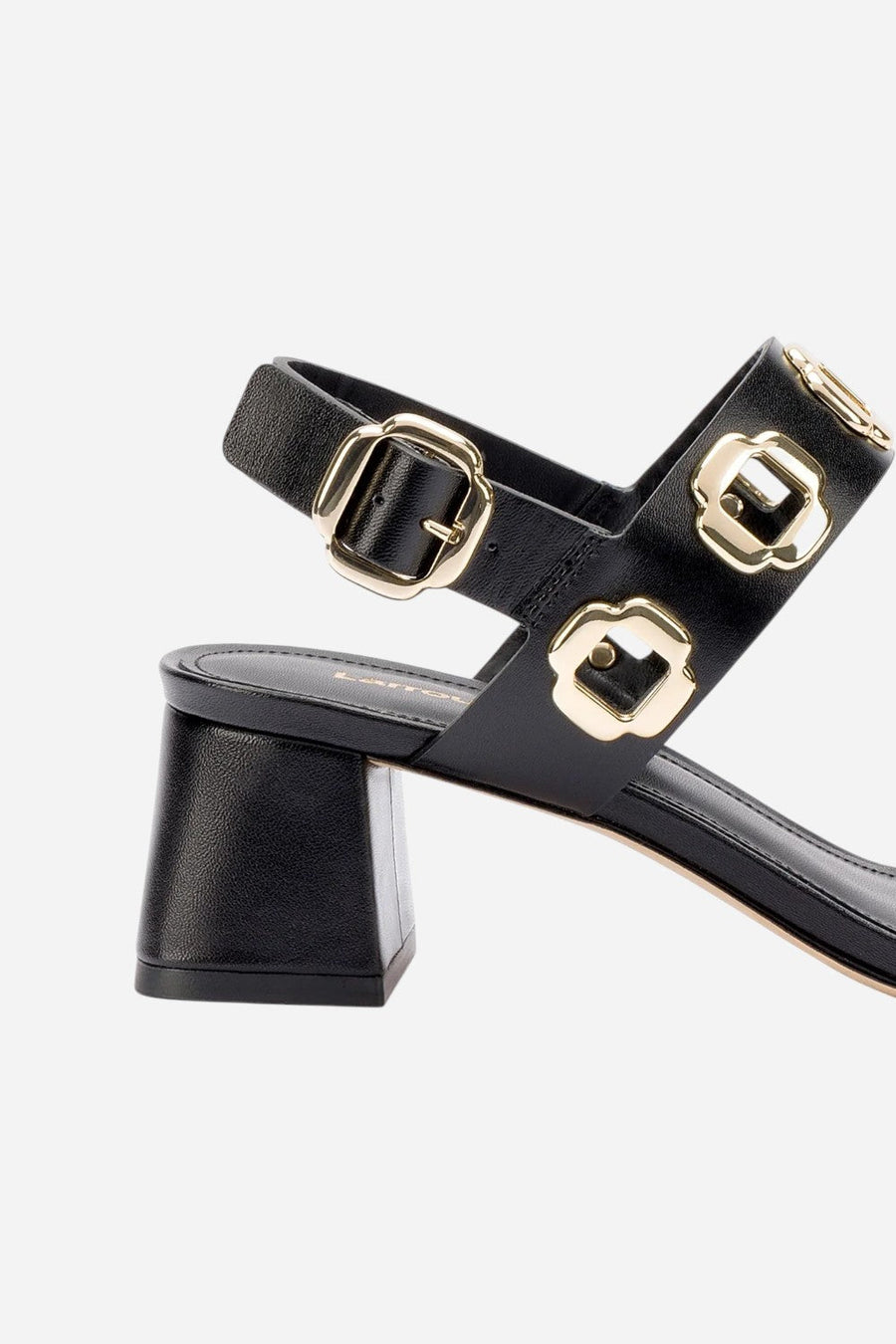 Larroude Milan Sandal in Black Leather – detail