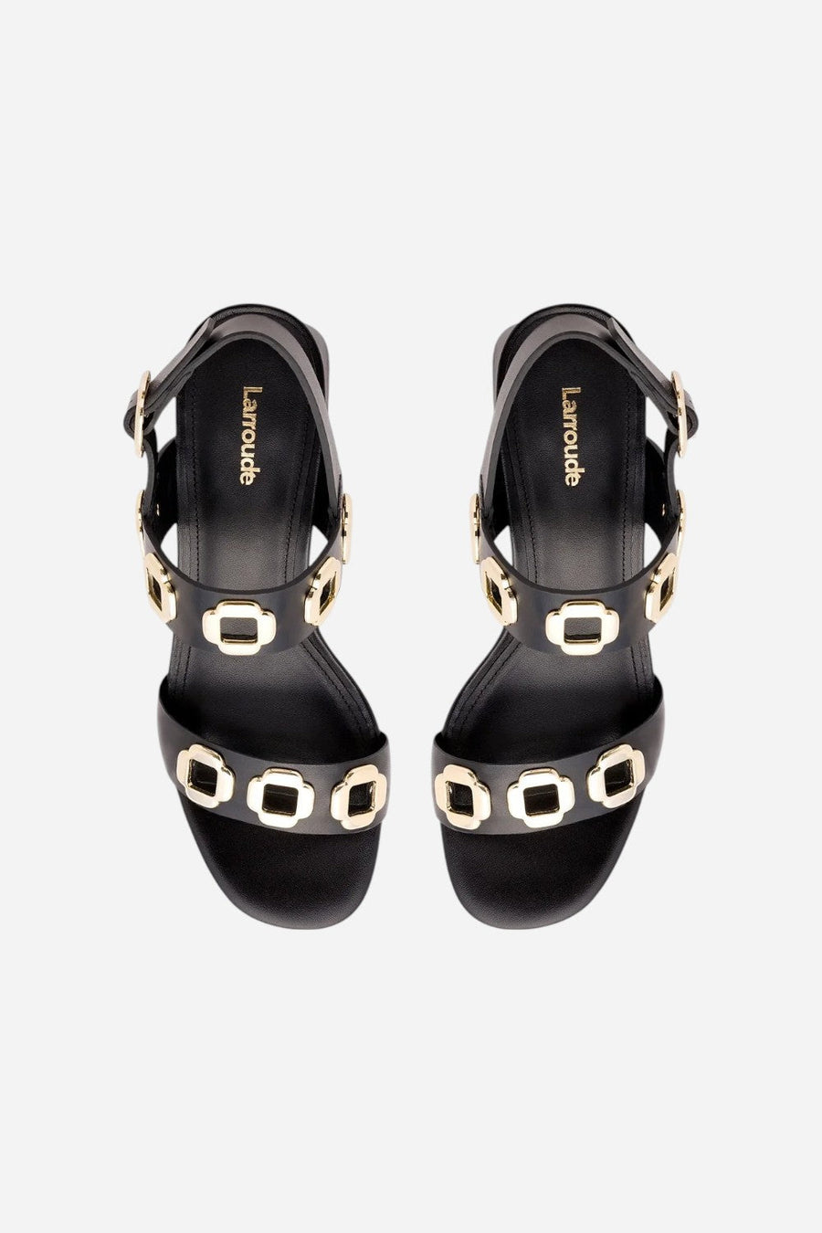 Larroude Milan Sandal in Black Leather – side view