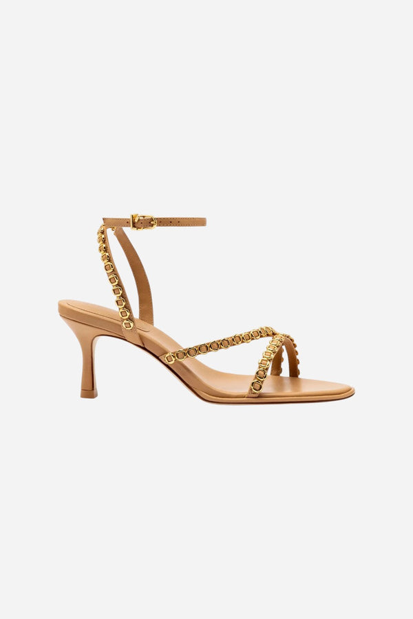 Larroude Milanina Mini Sandal In Tan Leather