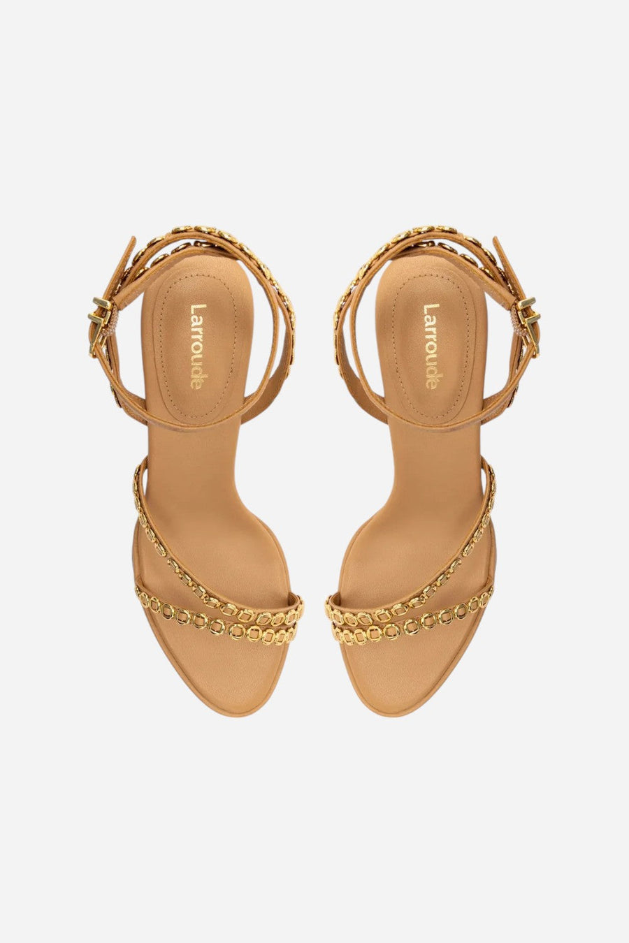 Larroude Milanina Mini Sandal In Tan Leather – side view