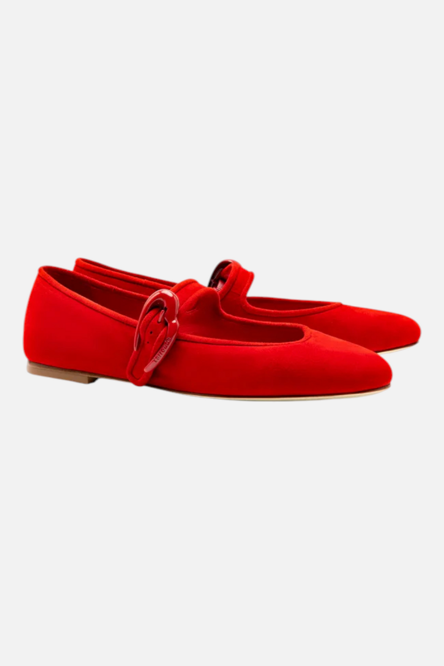 Larroude Verona Ballet in Scarlet Suede – back view