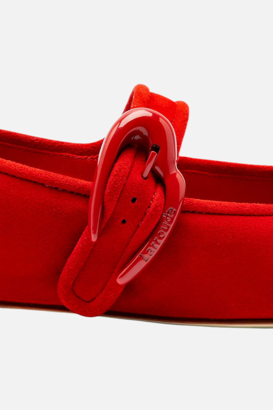 Larroude Verona Ballet in Scarlet Suede – detail