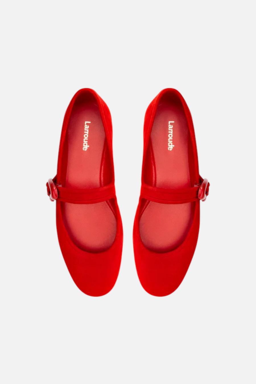 Larroude Verona Ballet in Scarlet Suede – side view