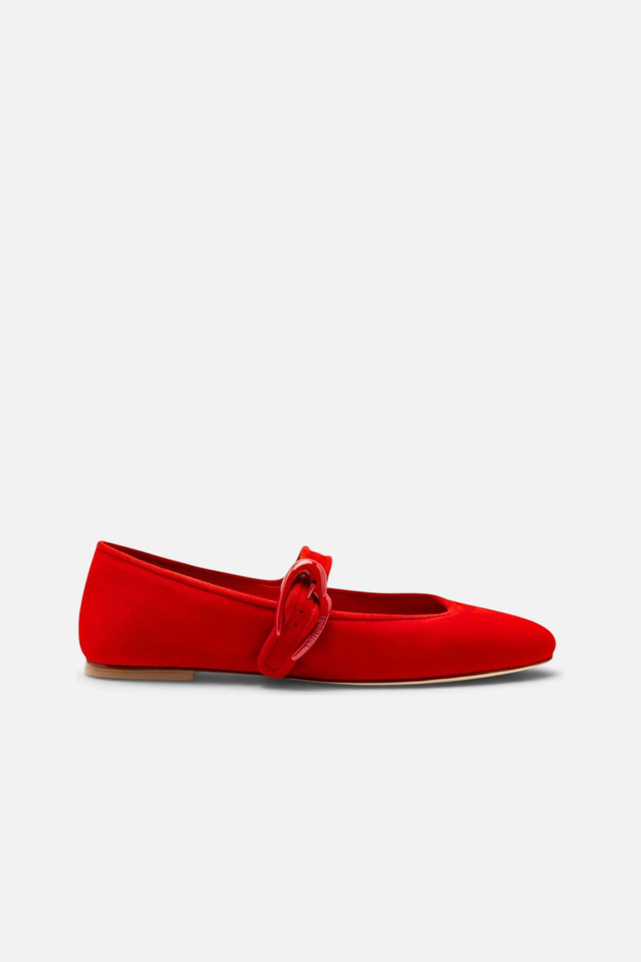 Larroude Verona Ballet in Scarlet Suede – side view