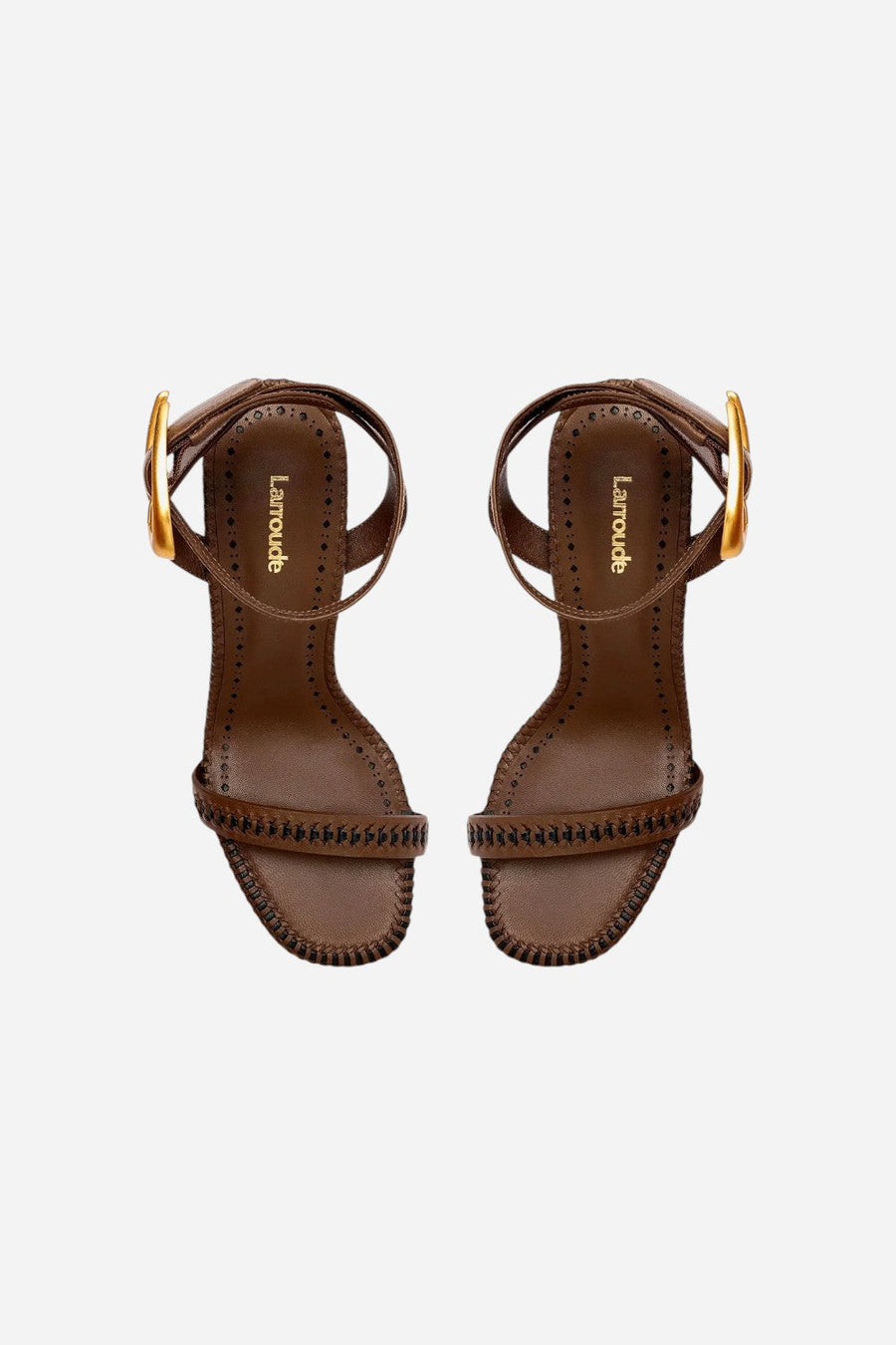 Larroude Verona Sandal in Burnt Umber Leather – side view
