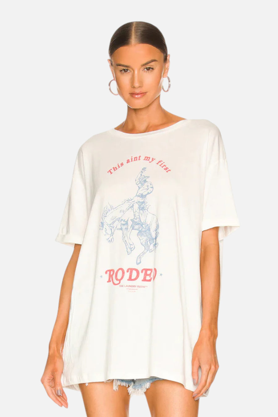 Laundry Room Ain't My First Rodeo Oversized Tee – on model