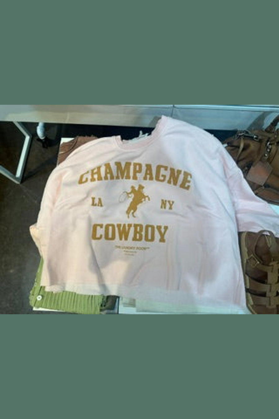 Laundry Room Champagne Cowboy Crop Sweatshirt in Jump Blush – front view