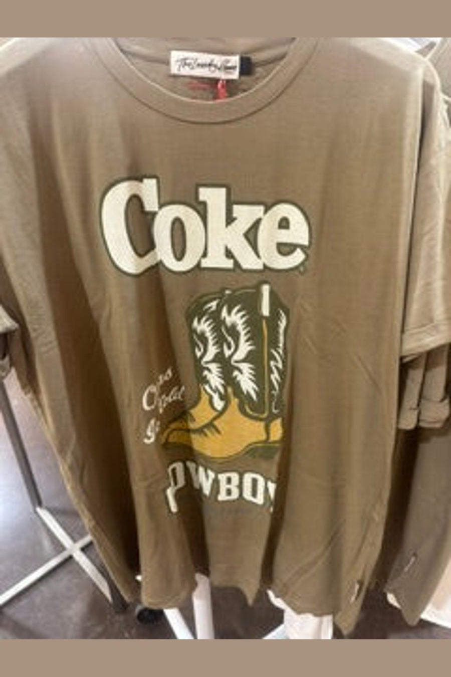 Laundry Room Coke Cowboy Boots Ovsz Tee Gld-no image found – front view