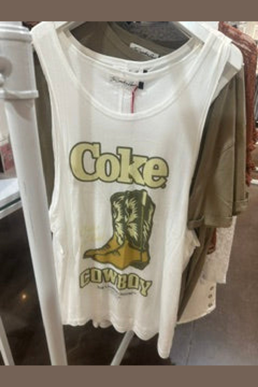 Laundry Room Coke Cowboy Boots Papa Tank White- no image found – front view