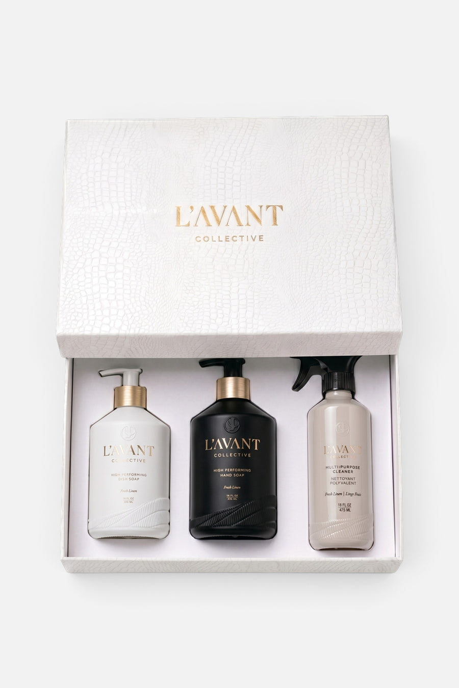 L'Avant Collective Everyday Essentials Collection in Fresh Linen – front view