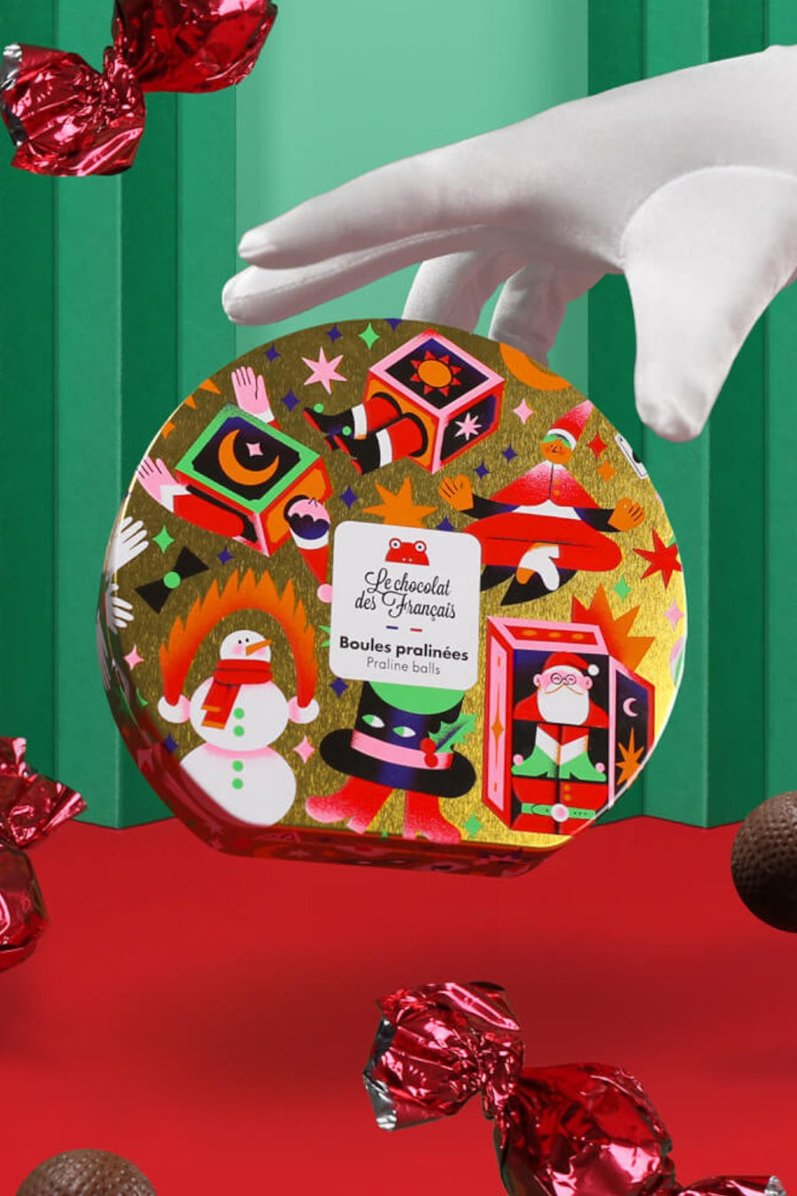 Le Chocolat Des Francais 9 Christmas Praline Balls – back view