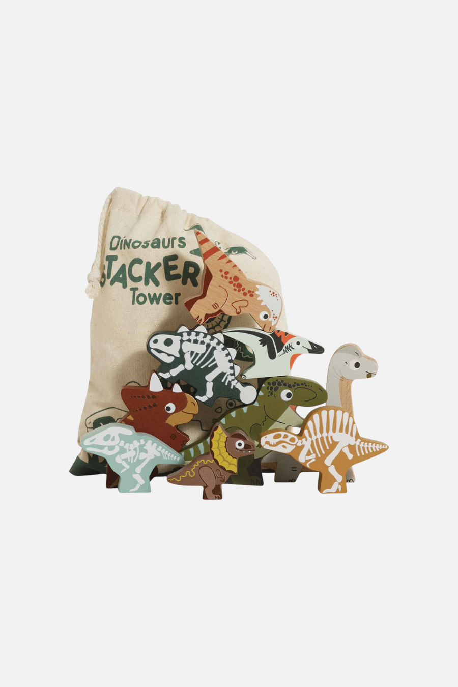 Le Toy Van Kid's Jurassic Stacking Dinosaurs Set & Bag – back view