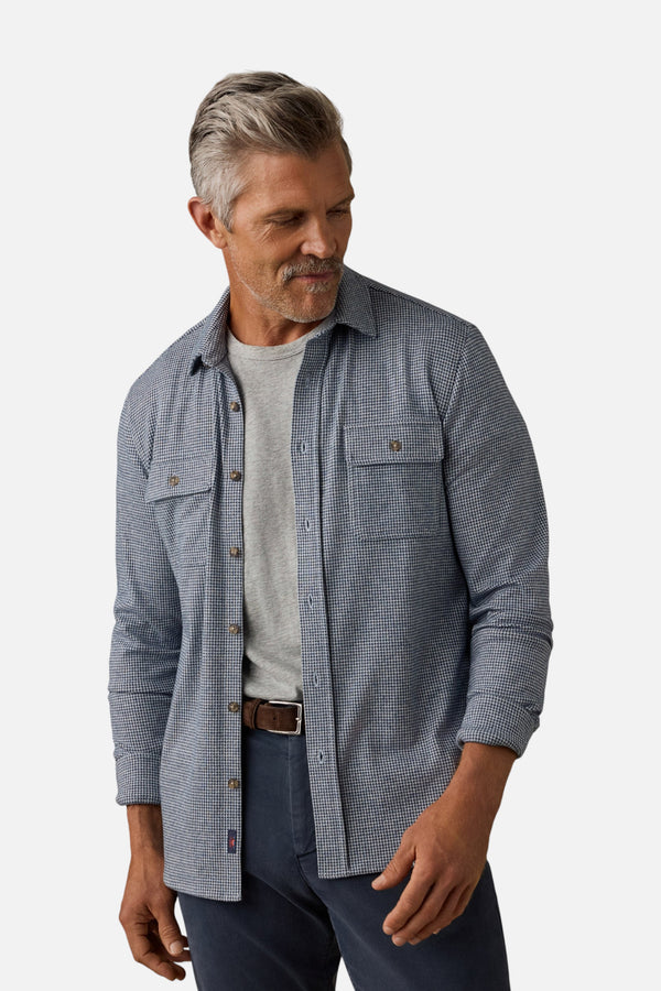 Faherty Legend Sweater Shirt in Navy Cream Pincheck