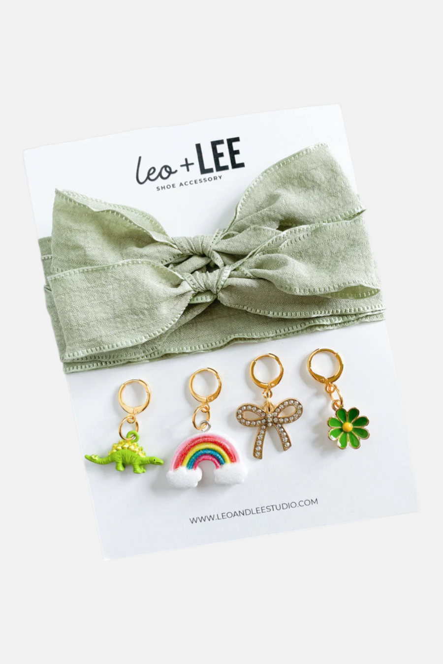 Leo & Lee Kid's Sage Sneaker Laces & Charm Set – front view