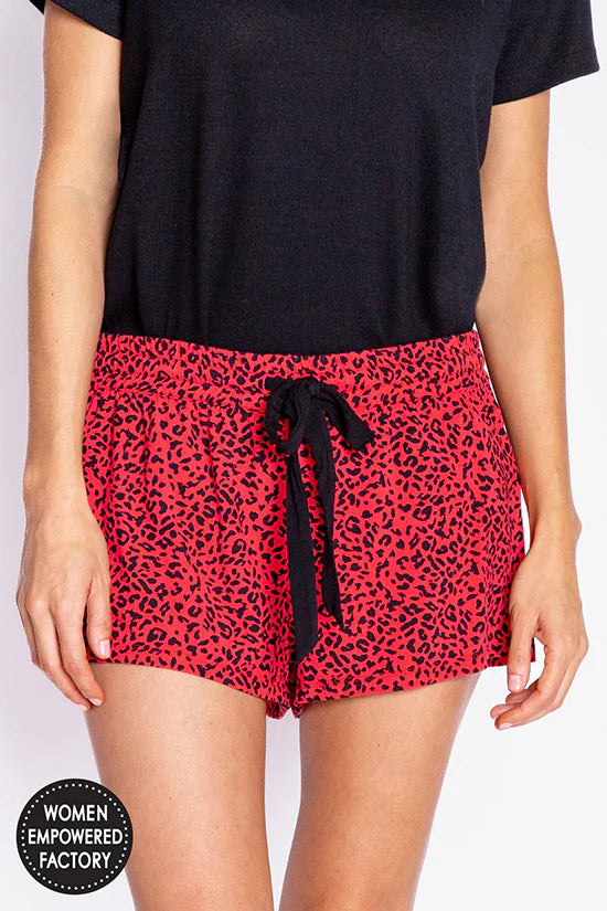 Leopard Love Red Shorts – back view