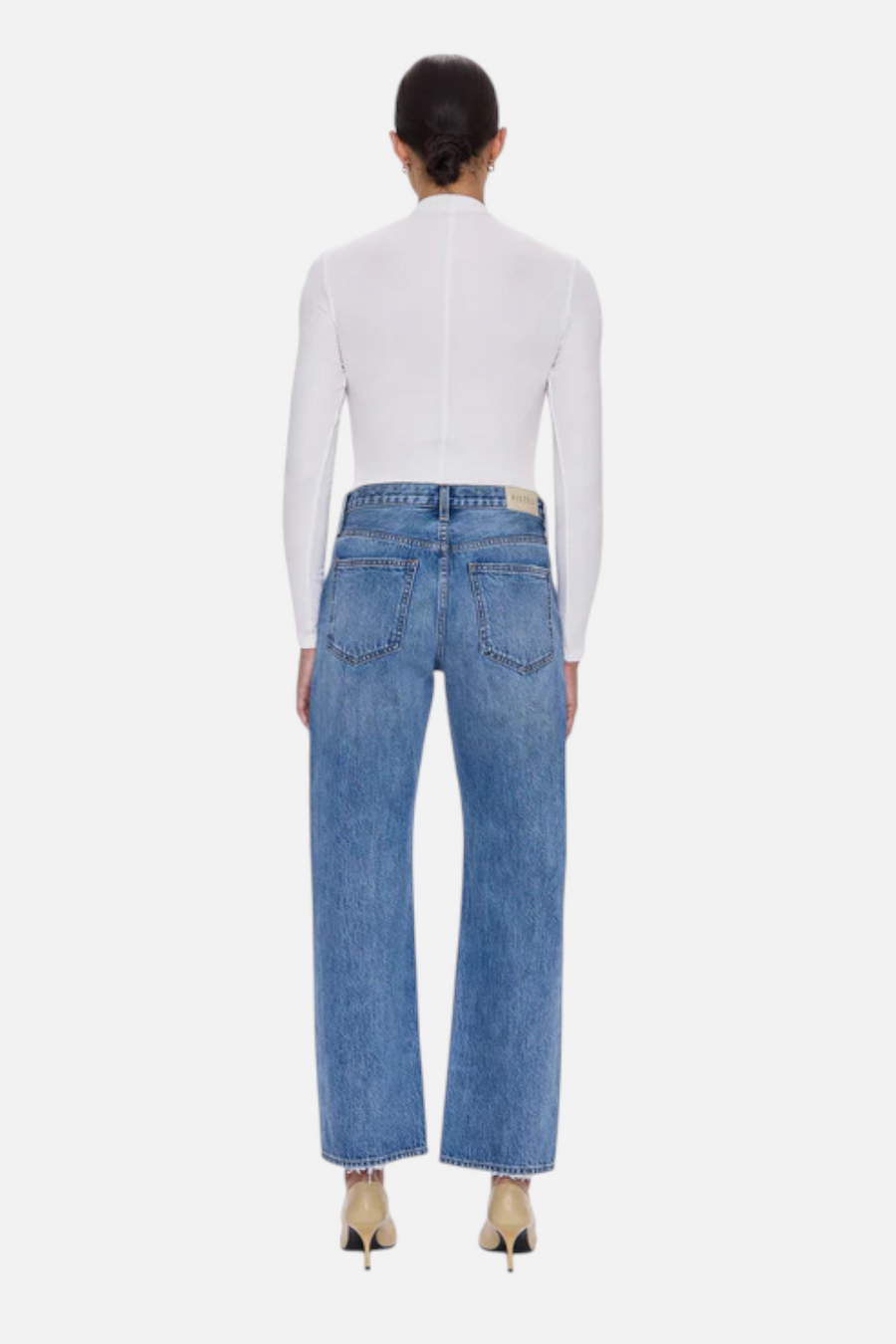 Pistola Women's Lexi Mid Rise Bowed Straight Jean in Metropolis