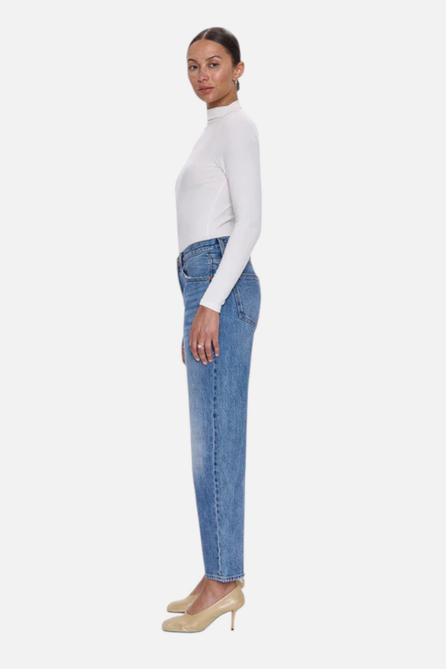 Pistola Women's Lexi Mid Rise Bowed Straight Jean in Metropolis