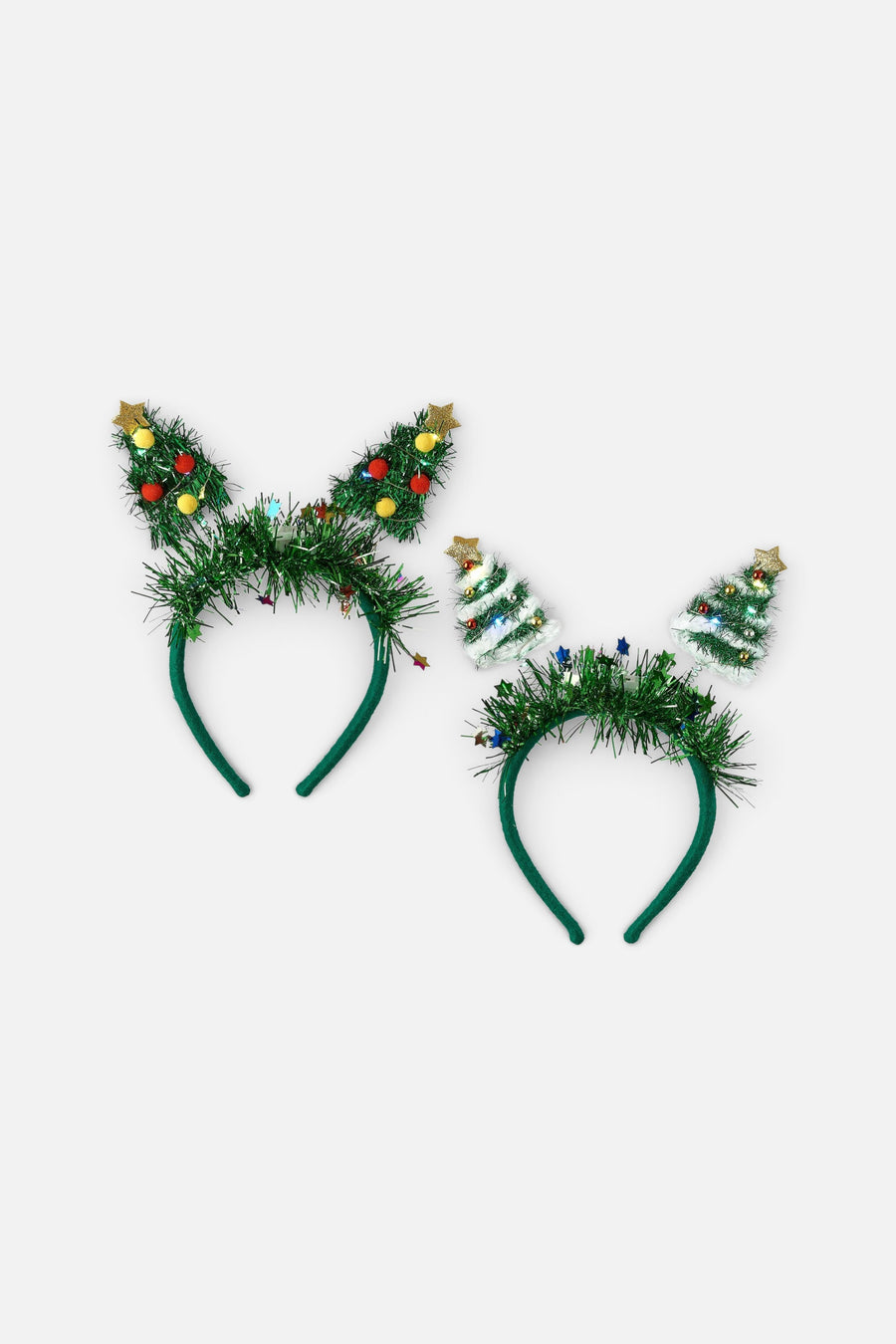 Lighted Christmas Tree Headband – front view