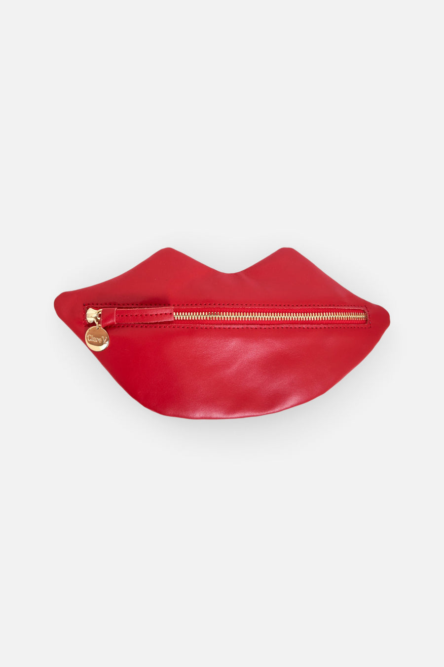 Lips Flat Clutch in Super Red – front view