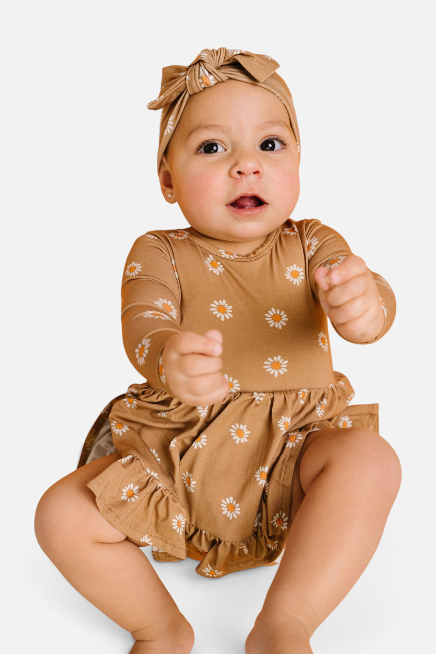 Little Daisy Bodysuit Bamboo Dress – on model