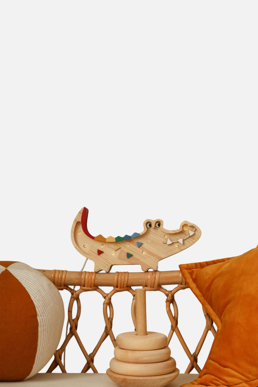 Little Lights Mini Crocodile Lamp in Caribbean Wood – back view