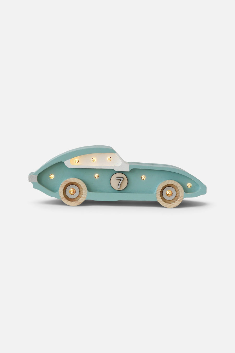 Little Lights Mini Race Car Lamp in Retro Blue – front view