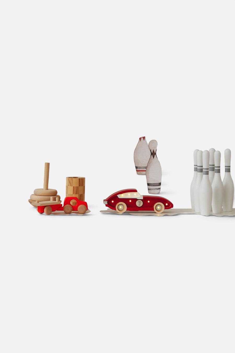 Little Lights Mini Race Car Lamp in Retro Red – back view
