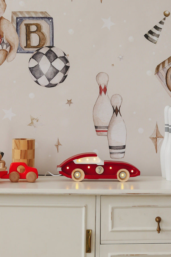 Little Lights Mini Race Car Lamp in Retro Red