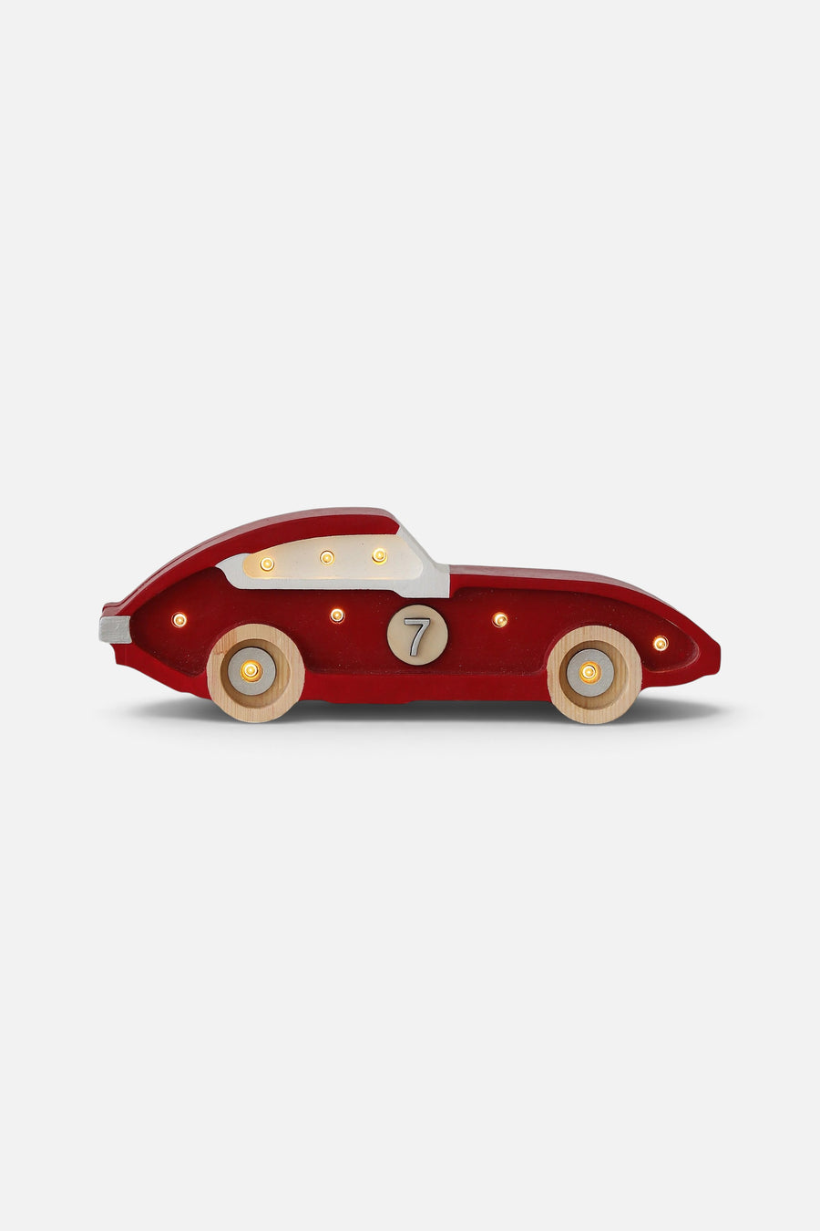 Little Lights Mini Race Car Lamp in Retro Red – front view