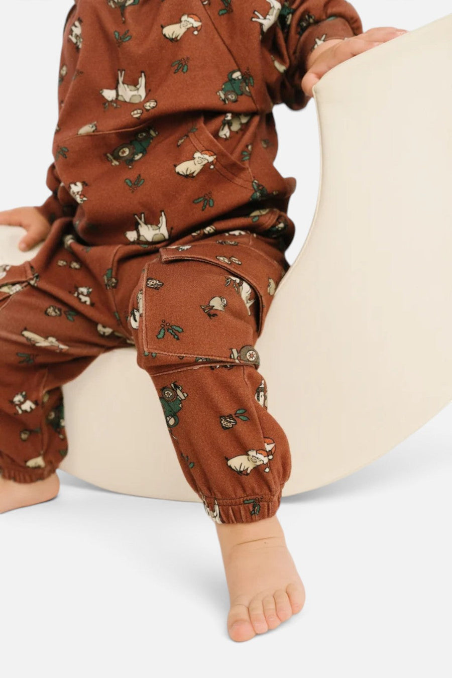 Little One Shop Christmas Farm Cargo Hoodie Set – detail