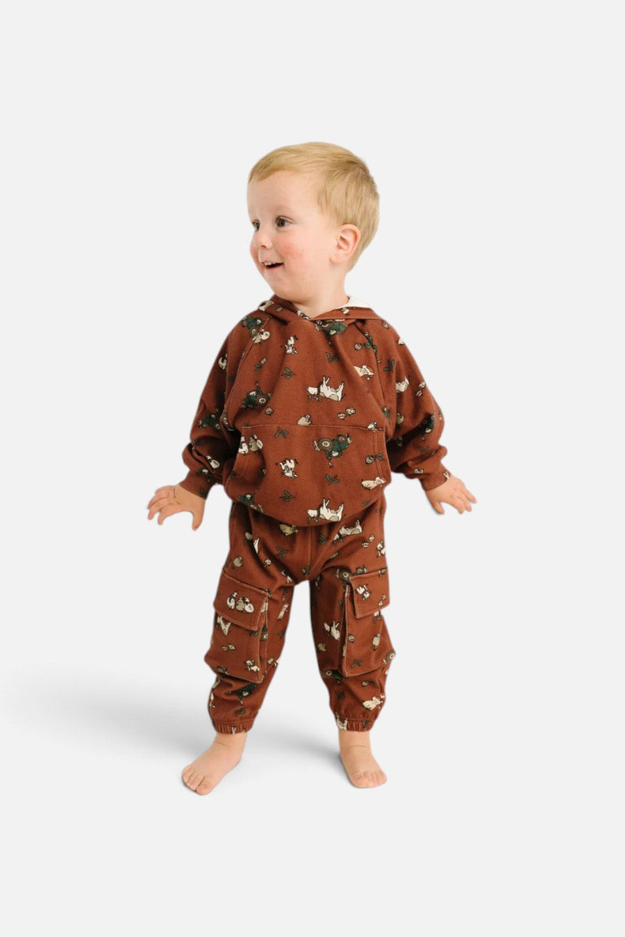 Little One Shop Christmas Farm Cargo Hoodie Set – front view