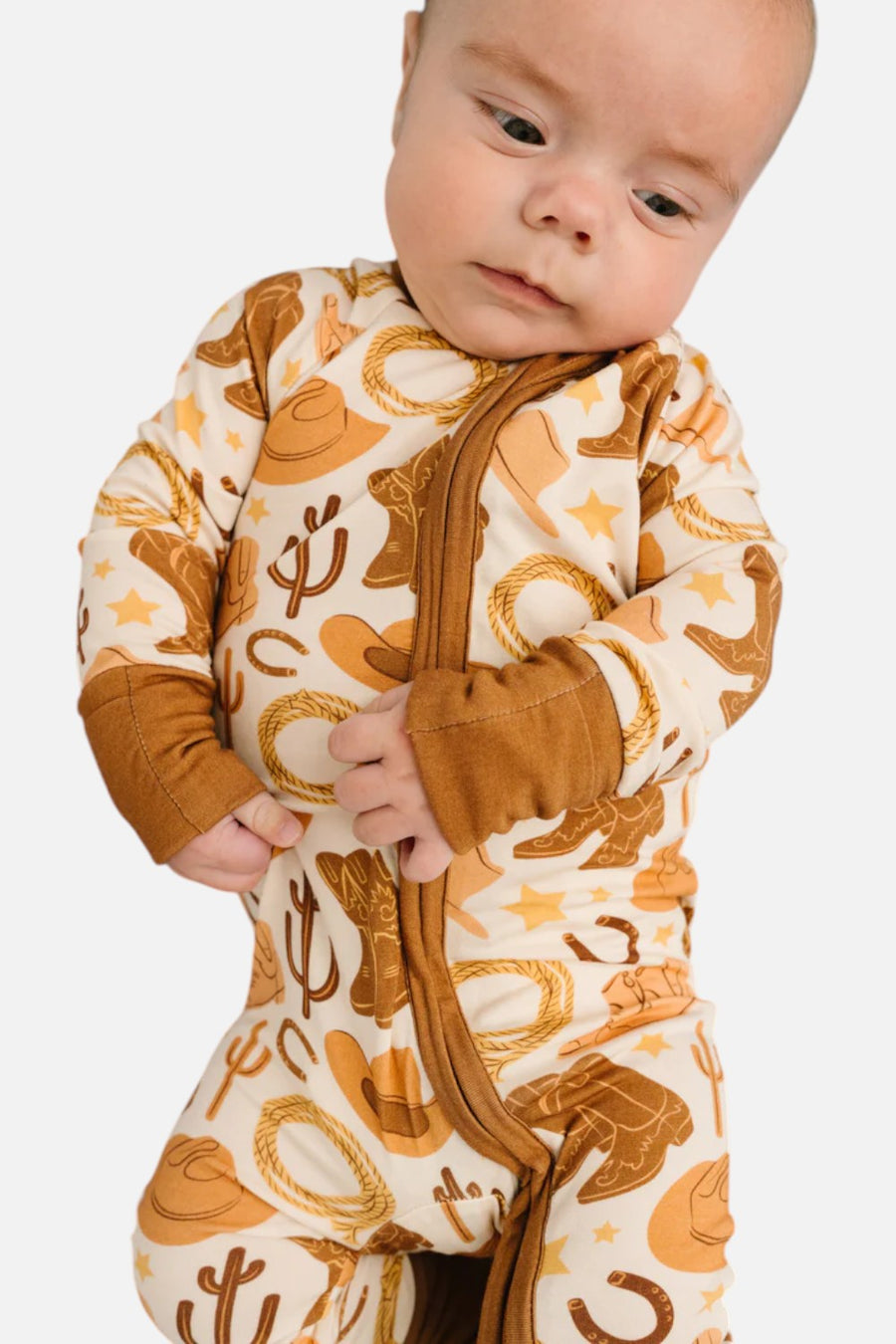 Little One Shop Cowboy Bamboo Sleeper – flat lay