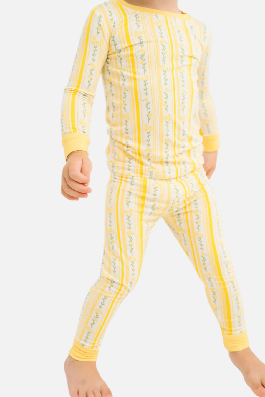 Little One Shop Kid's Sunny Meadow Stripe Bamboo Set – front view