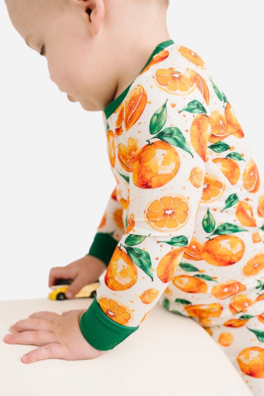 Little One Shop Orange Splash Bamboo Set – flat lay
