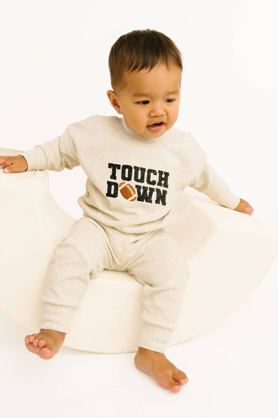 Little One Shop Touchdown Embroidered Crewneck Set – front view