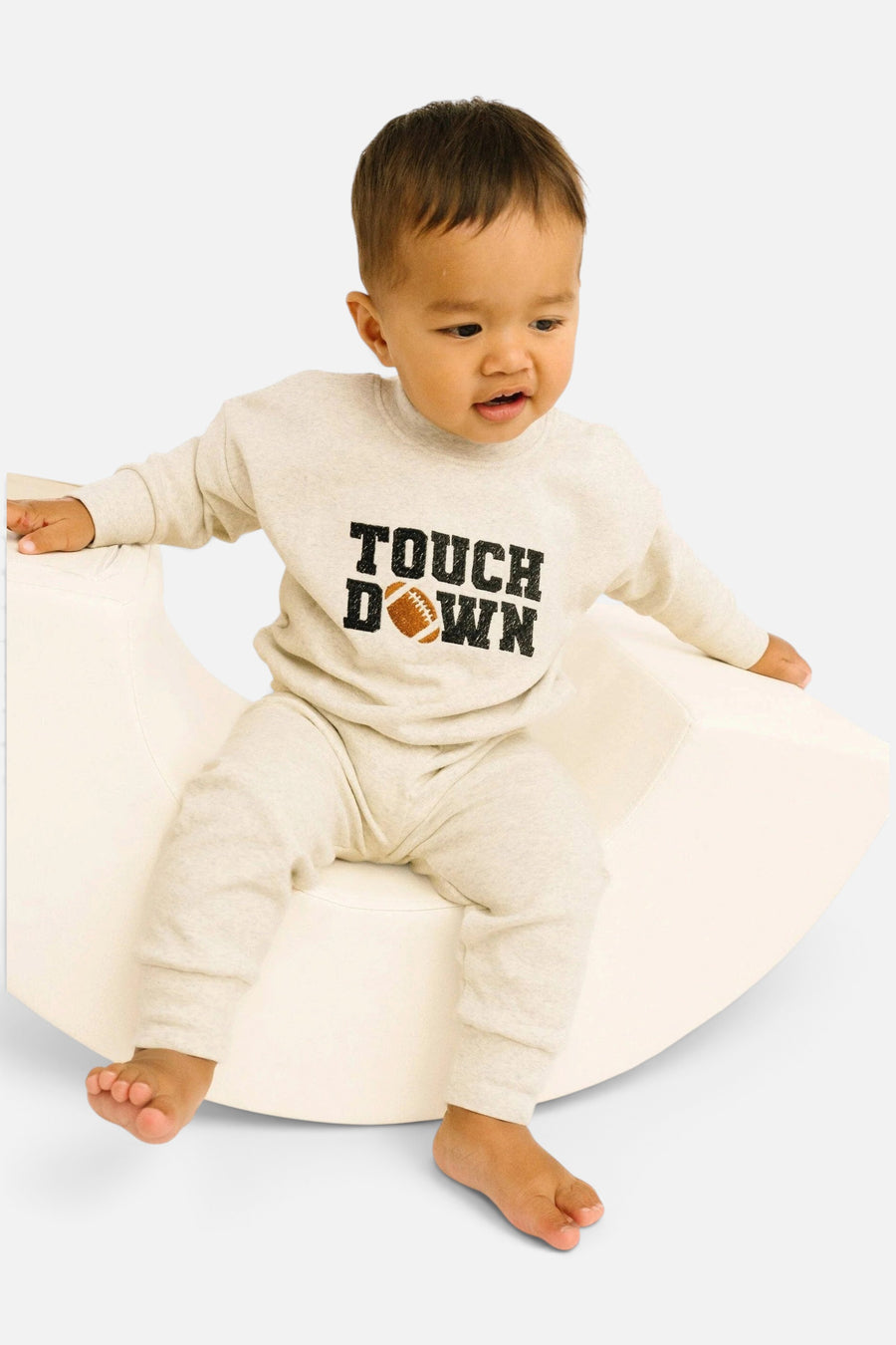 Little One Shop Touchdown Embroidered Crewneck Set – front view