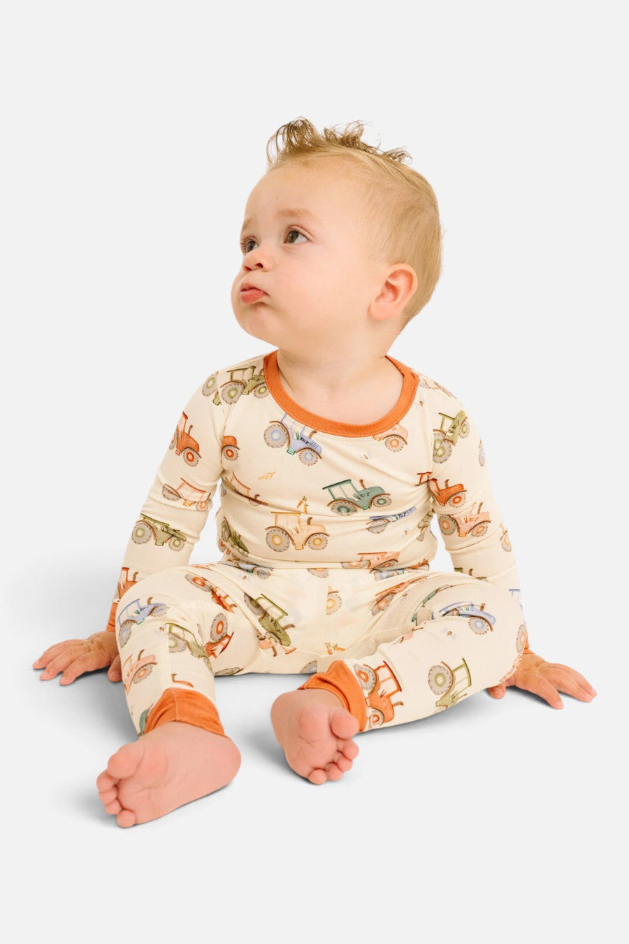 Little One Shop Tractor Ride Bamboo PJ Set – back view