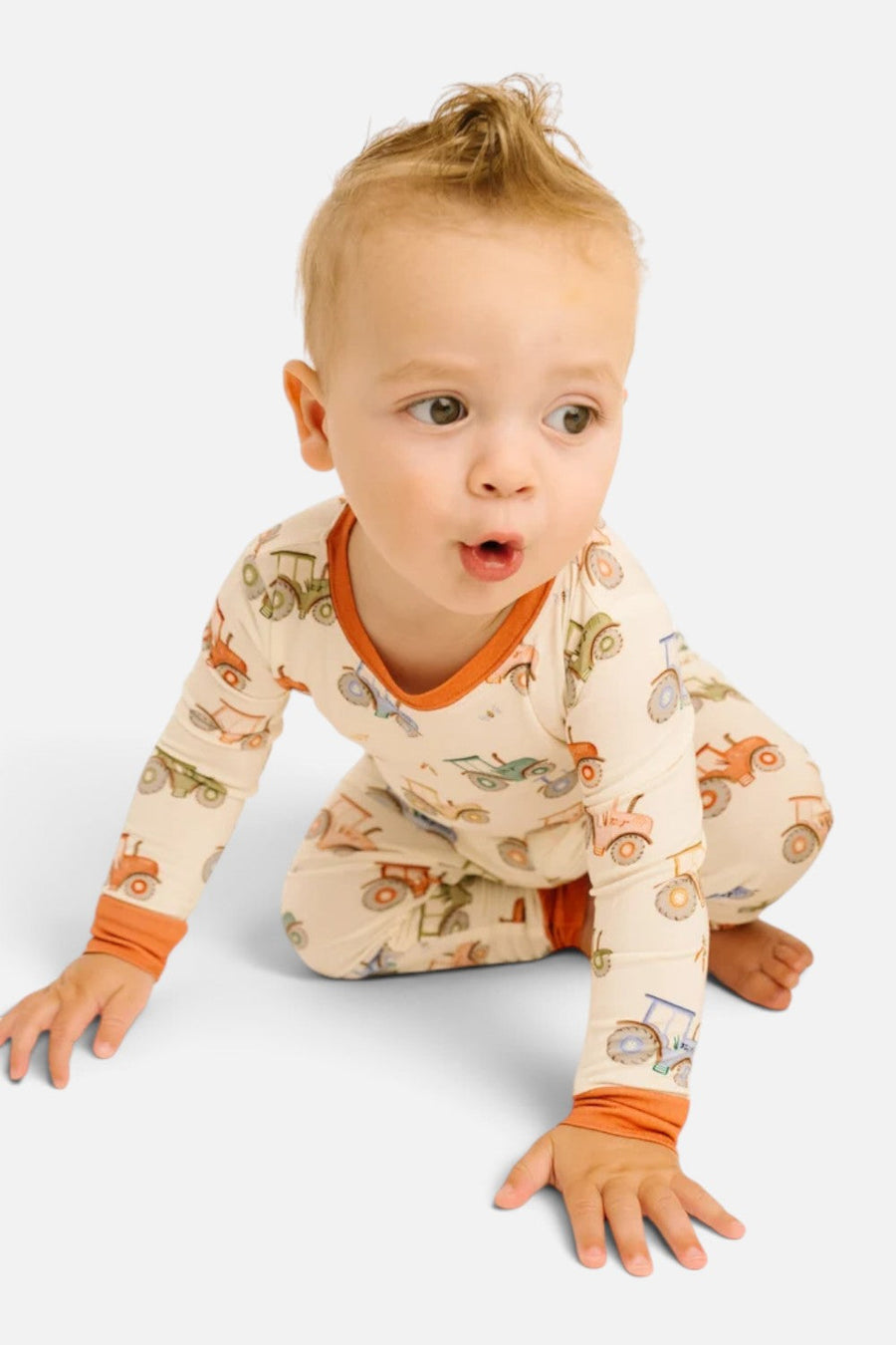 Little One Shop Tractor Ride Bamboo PJ Set – detail
