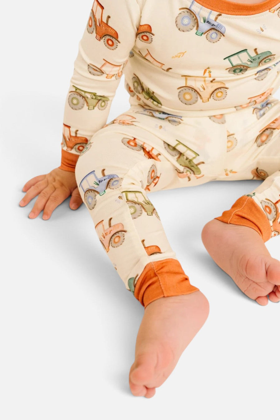 Little One Shop Tractor Ride Bamboo PJ Set – side view