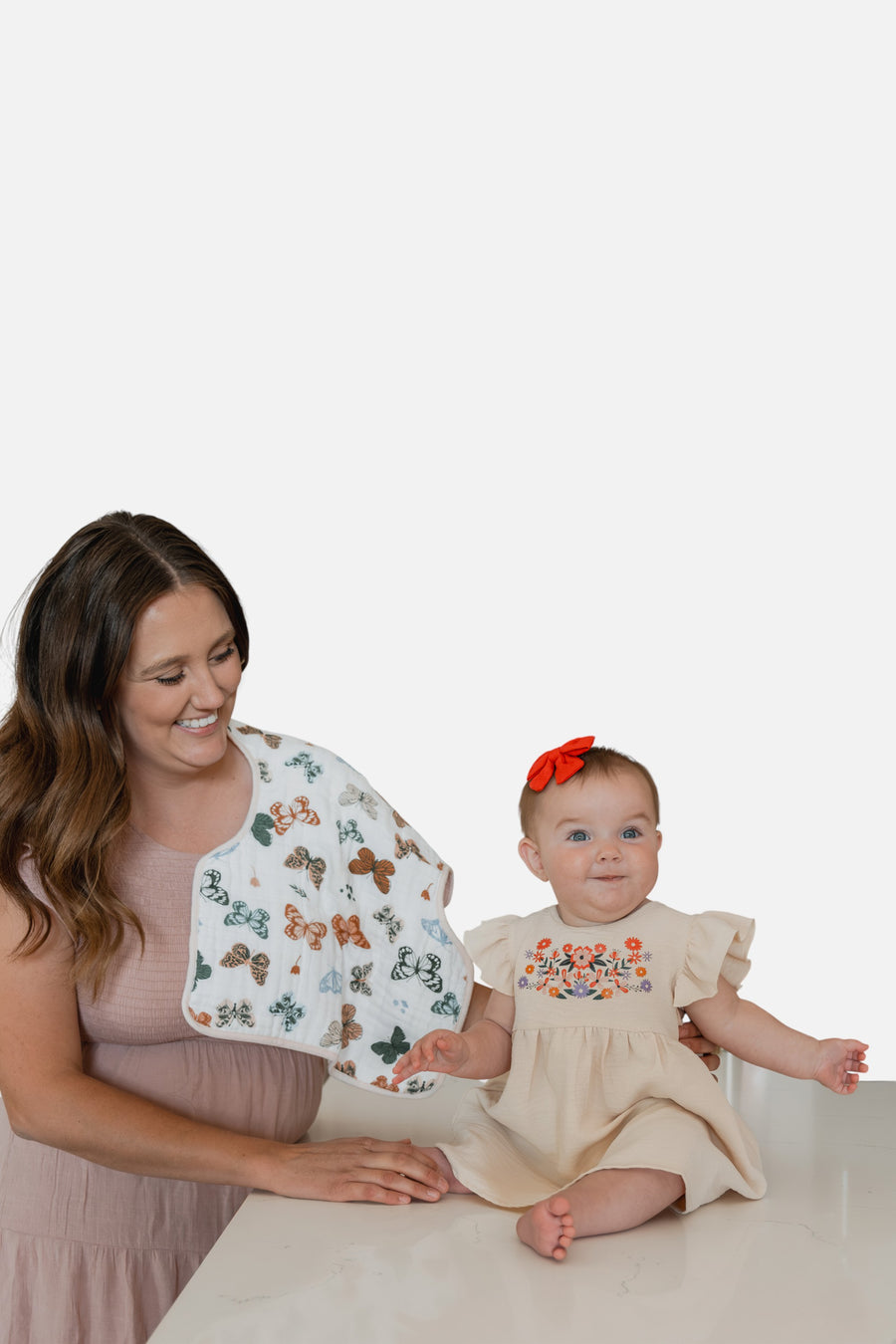 Little Unicorn Cotton Muslin Burp Cloth Set of 2 in Butterflies – side view