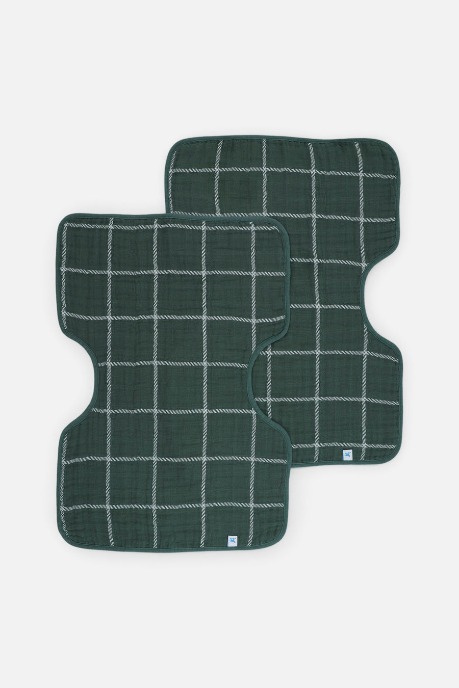 Little Unicorn Cotton Muslin Burp Cloth Set of 2 in Evergreen Plaid – front view