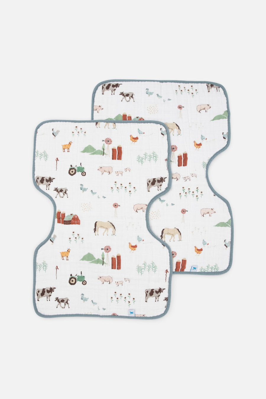 Little Unicorn Cotton Muslin Burp Cloth Set of 2 in Farmyard – front view