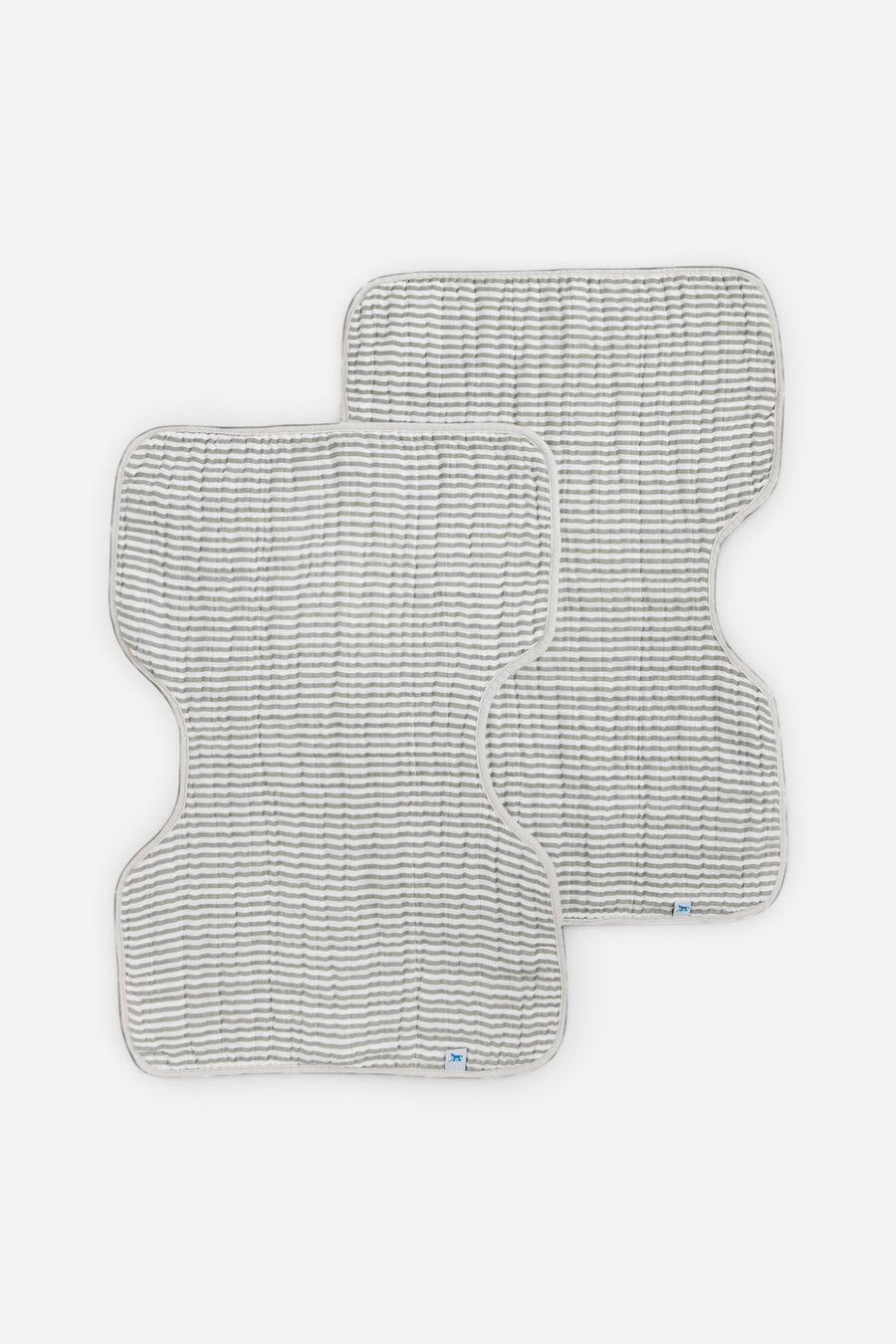Little Unicorn Cotton Muslin Burp Cloth Set of 2 in Grey Stripe – front view