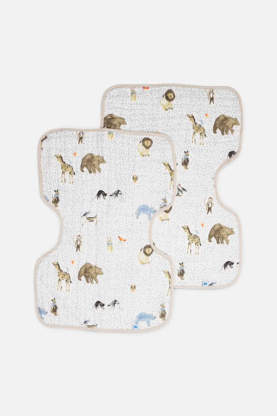 Little Unicorn Cotton Muslin Burp Cloth Set of 2 in Party Animals – front view