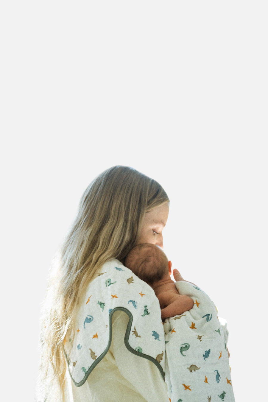 Little Unicorn Organic Cotton Muslin Burp Cloth Set of 2 in Little Dino + Green Checker – side view