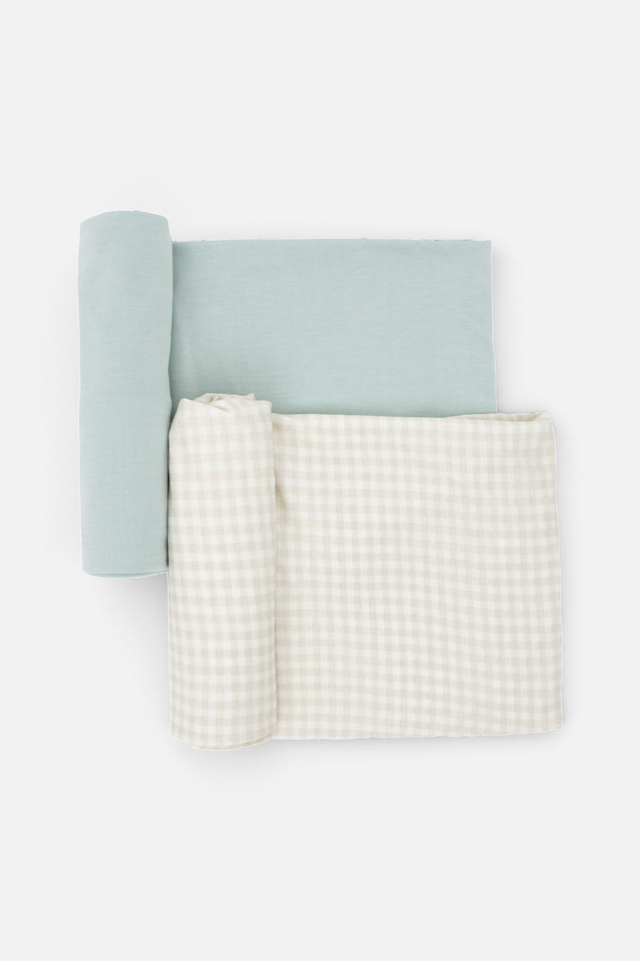 Little Unicorn Stretch Knit Swaddle Blanket Set of 2 in Frost Green – front view